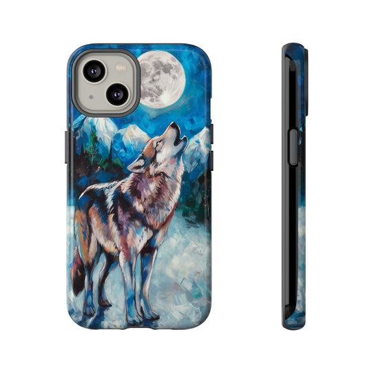 Wolf Howling Tough Case - Impressionist Style Phone Case Printify iPhone 14 Glossy