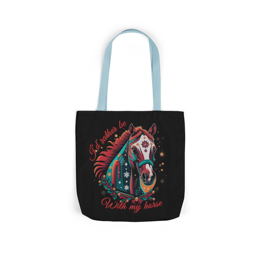 I'd Rather Be With My Horse Christmas Tote Bag Accessories Printify 16" × 16'' Light blue