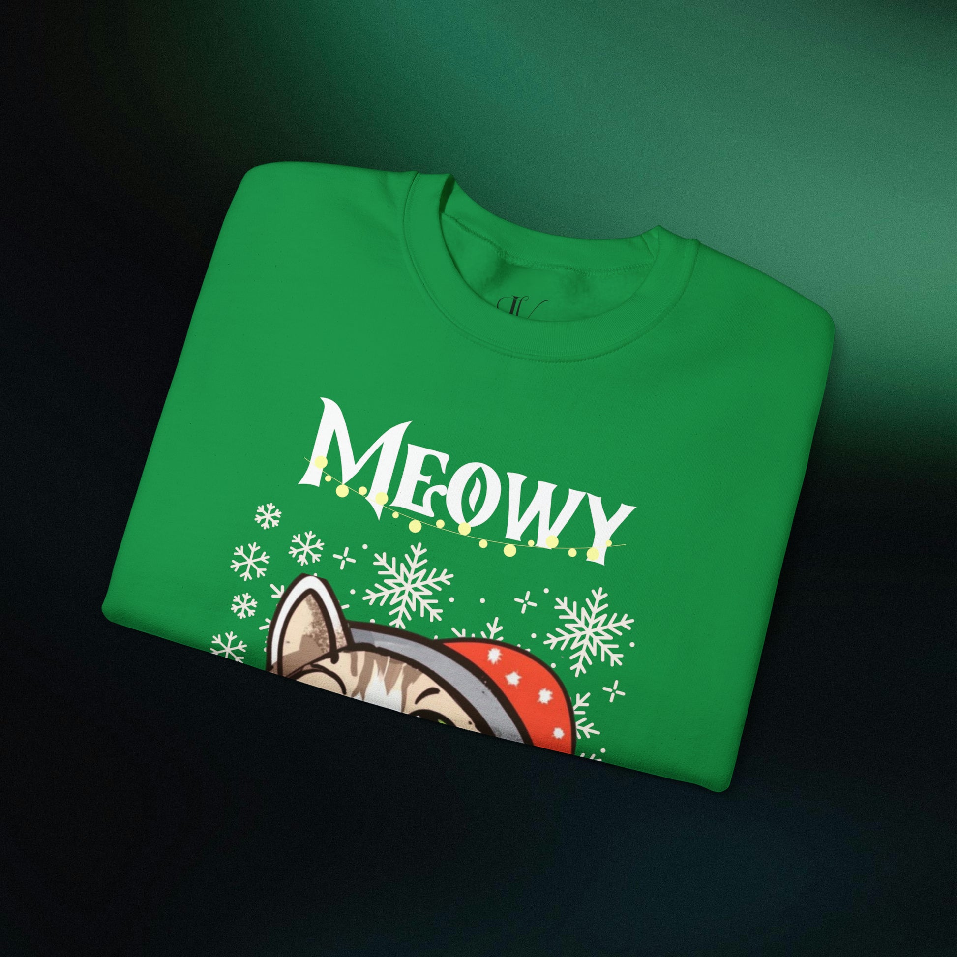 Feline Festivities Unleashed: Cute Christmas Cat Sweatshirt, Meowy Christmas Cat Sweater, Gifts for Cat Lovers | Christmas Lights Shirt, Christmas Cats Shirt - MEOWY CATMAS Sweatshirt   