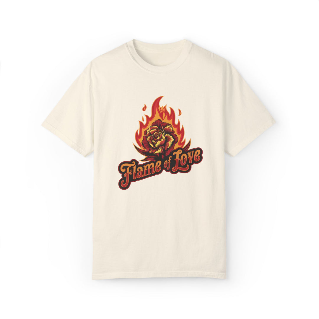 Flame of Love Unisex T-shirt with Rose T-Shirt Printify Ivory S