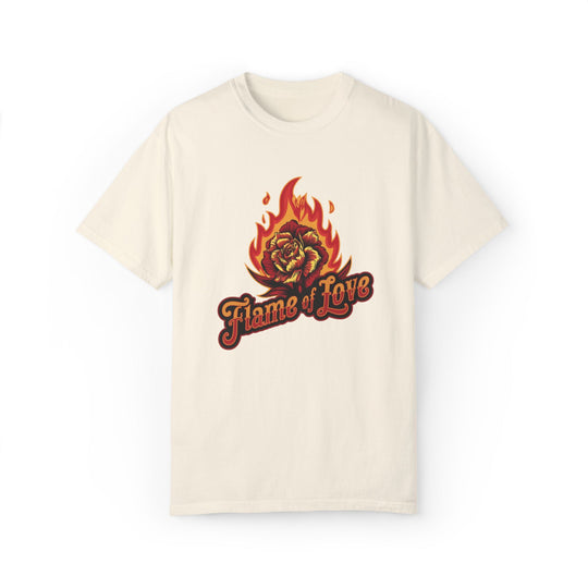 Flame of Love Unisex T-shirt with Rose T-Shirt Printify Ivory S