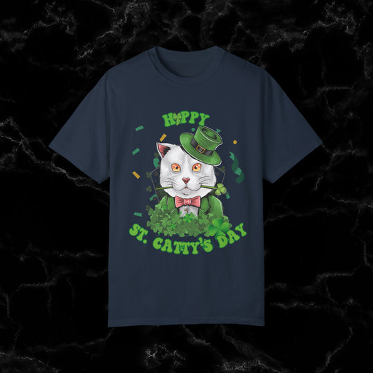 Meow-gic! Happy St. Catty's Day T-Shirt by ImaginVibes T-Shirt Navy S 