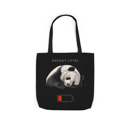 Canvas Tote Bag - Sleeping Panda Energy Level Low Accessories Printify 18" × 18'' Black