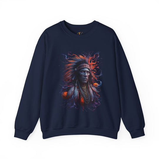 Native American Chief Portrait Sweatshirt Sweatshirt Printify S Navy