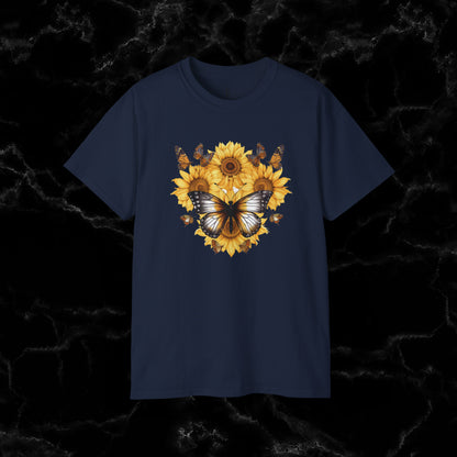 Sunflower Shirt - A Floral Tee, Garden Shirt, and Women's Fall Shirt with Nature-Inspired Design T-Shirt Navy S 