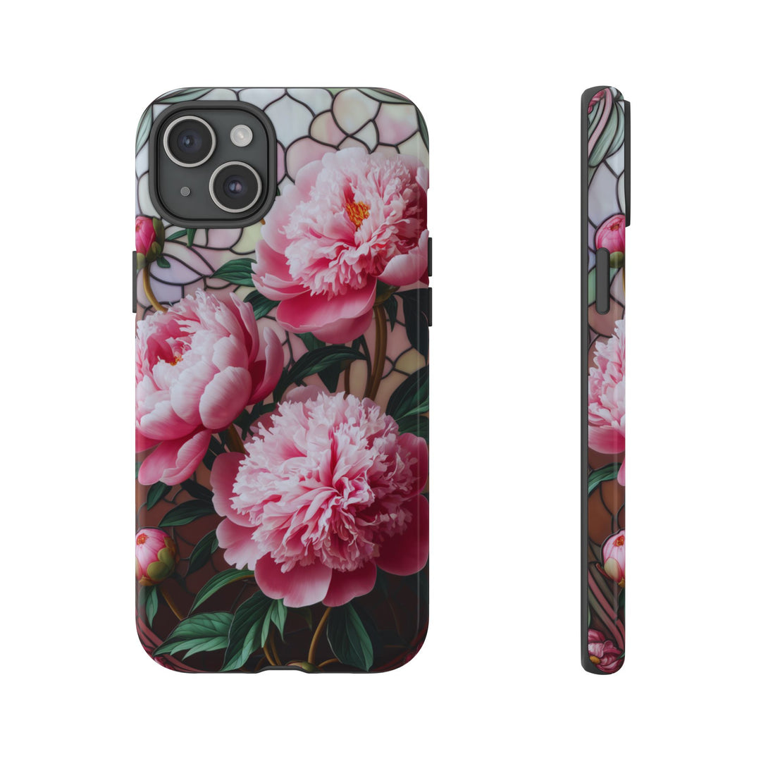 Phone Case Art Deco Pink Peonies Phone Case Printify iPhone 15 Plus Glossy