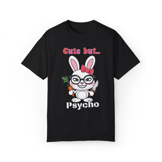 Bunny Cartoon Unisex T-shirt - Cute but Psycho T-Shirt Printify Black S