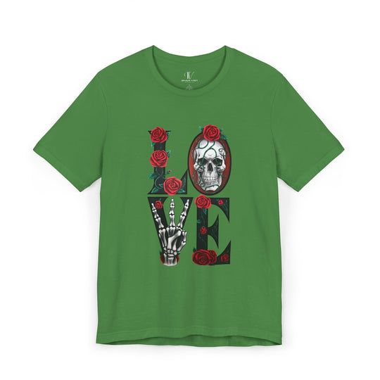 Love, Roses & Bones: Halloween T-Shirt T-Shirt Printify Leaf XS
