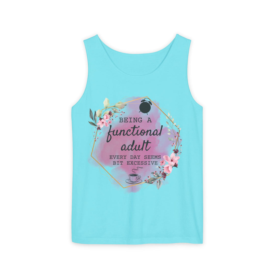 Tank Top: Humorous and Relatable Adulting Tank Top Printify Lagoon Blue XS