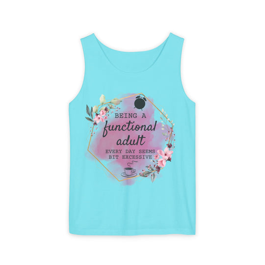 Tank Top: Humorous and Relatable Adulting Tank Top Printify Lagoon Blue XS