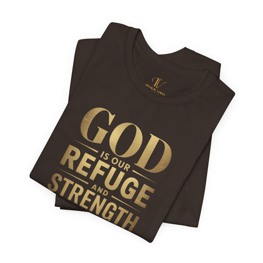 Religious Tee with Psalm 46:1 Verse T-Shirt Printify Brown XS