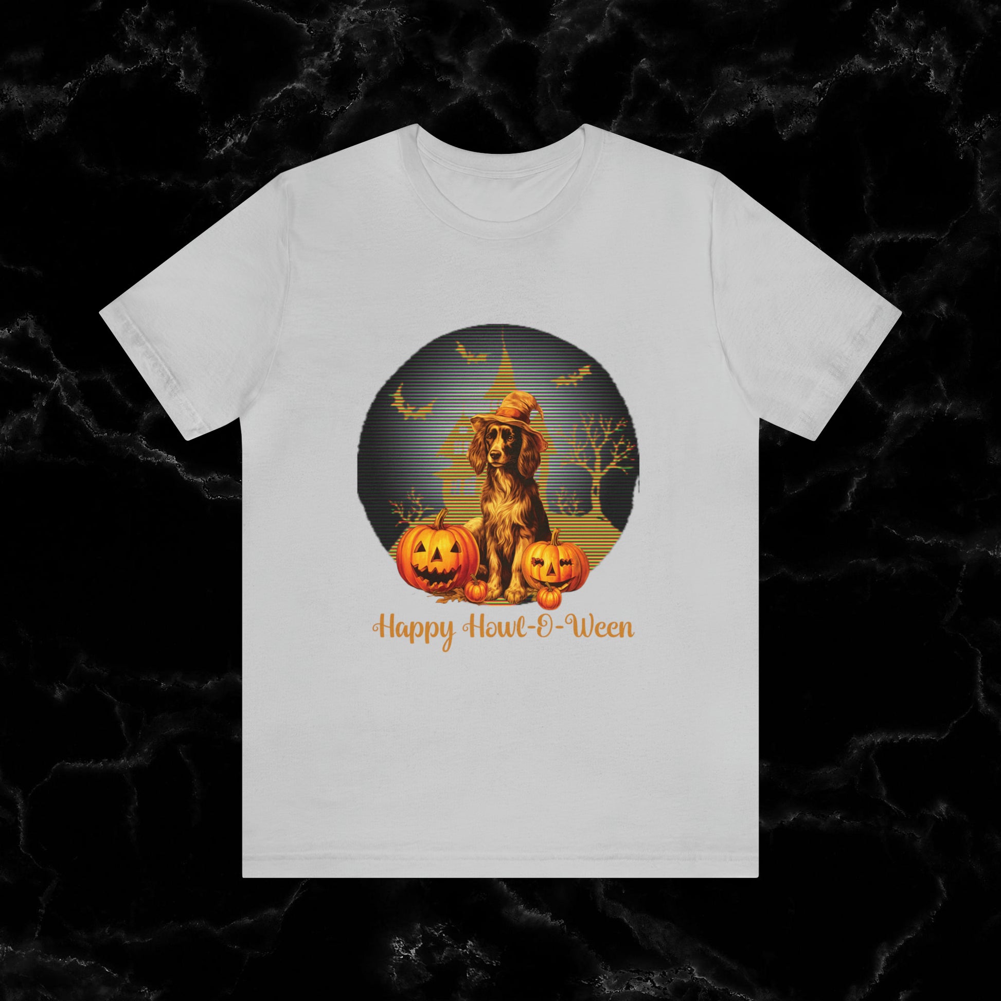 Irish Setter Happy Howl-o-ween T-Shirt | Halloween Irish Setter - Irish Setter Gift T-Shirt Solid Athletic Grey XS 