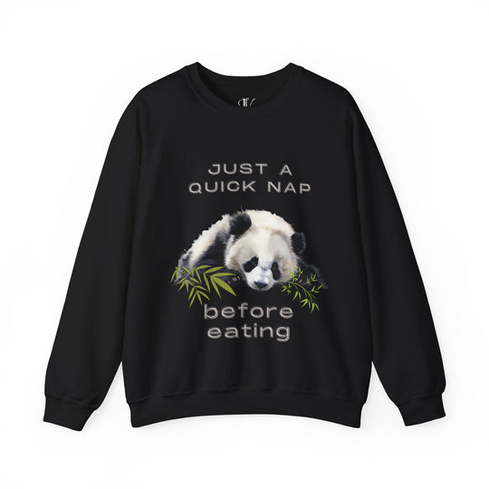 Sleeping Panda Sweatshirt - Just a Quick Nap Before Eating Sweatshirt Printify Black S