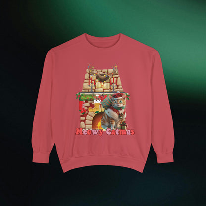 Funny Christmas Cat Sweatshirt | Meowy Christmas Cat Sweater | Christmas Gifts for Cat Lovers - Christmas Lights Shirt, Christmas Cats Shirt Sweatshirt Crimson S 