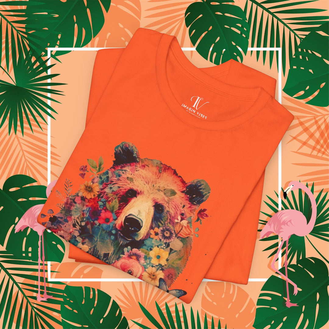 Bear Face Floral Tee T-Shirt Printify