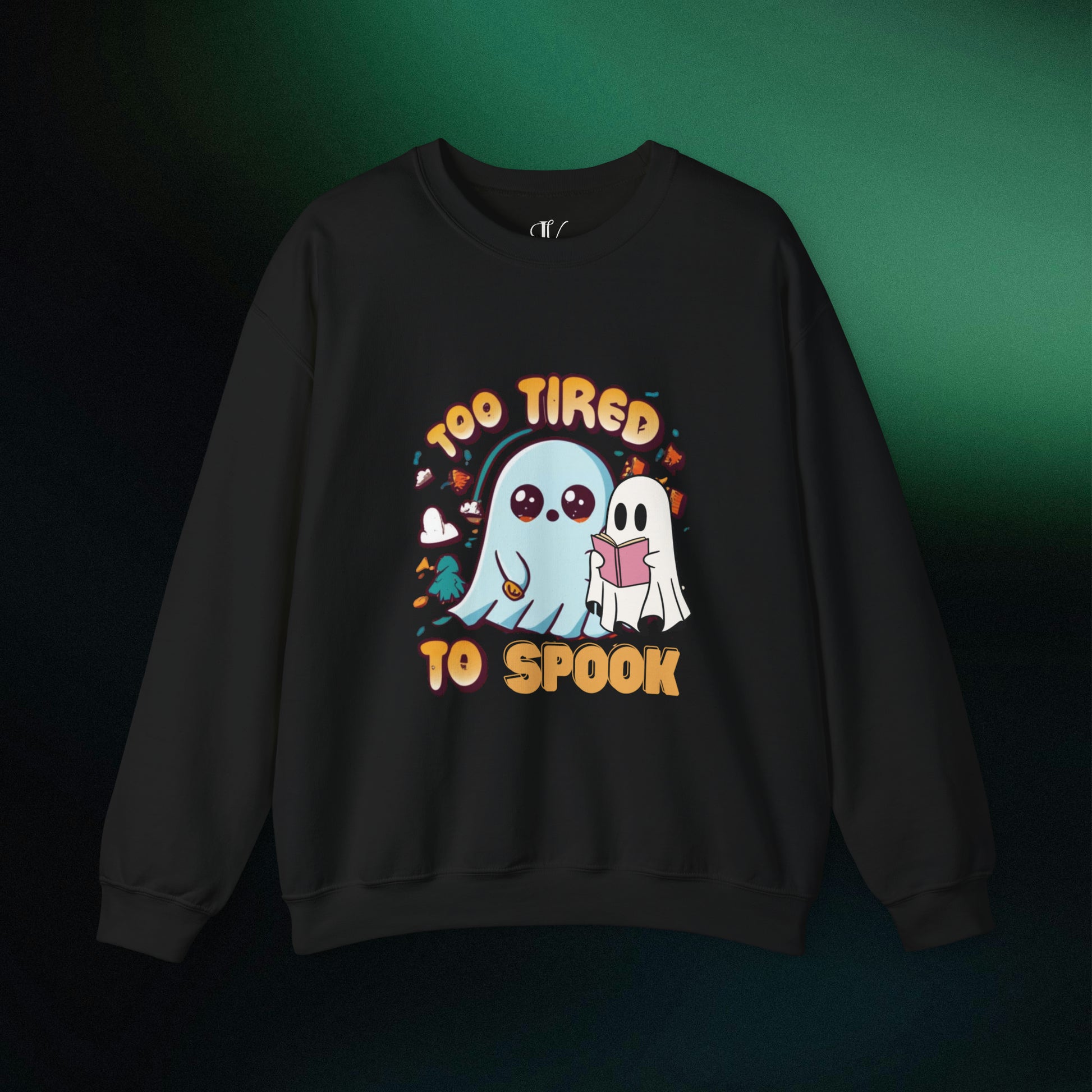 Ghost Reading Books Sweater, Bookish Halloween Sweatshirt, Halloween Teacher Gift, Librarian Halloween Hoodie, Ghost Crewneck Sweatshirt S Black 