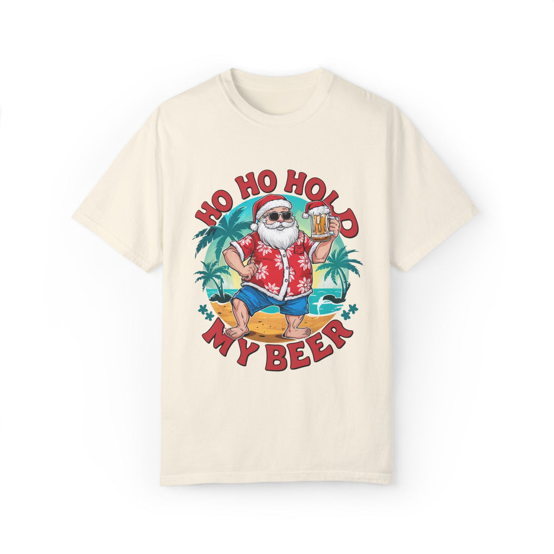 Santa Ho Ho Ho Hold My Beer T-shirt T-Shirt Printify Ivory S