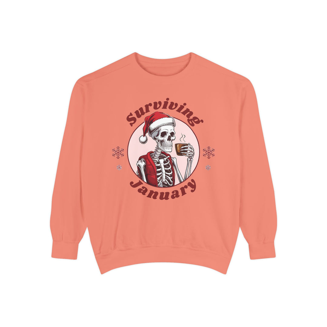 Surviving January Sweatshirt - Dark Humor Unisex Sweatshirt Sweatshirt Printify Terracotta S