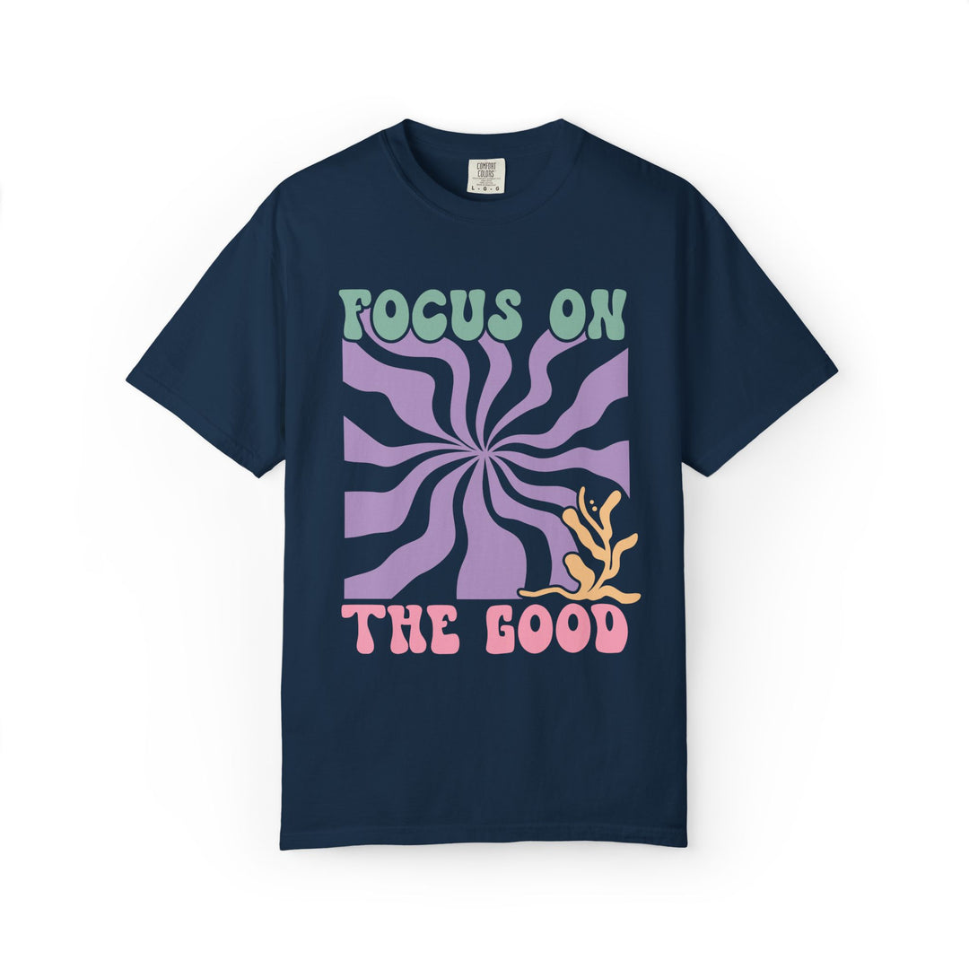 Focus on the Good: Inspirational Boho Tee T-Shirt Printify True Navy S