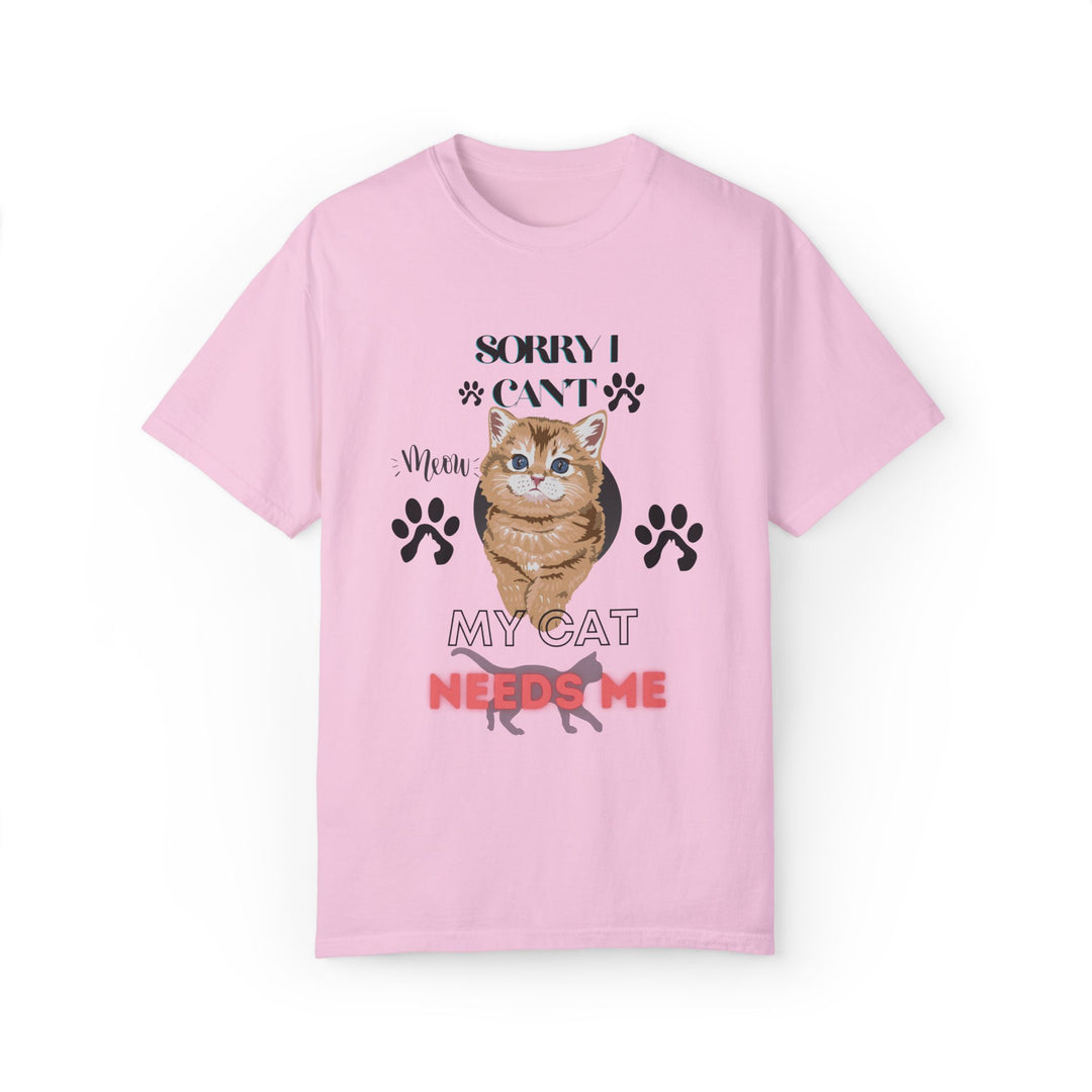 Cute Kitten Unisex T-Shirt - 'SORRY I CAN'T Meow MY CAT NEEDS ME' T-Shirt Printify Blossom S