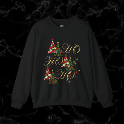 Ho Ho Ho Sweatshirt | Christmas Shirt - Christmas Gift - Santa Shirt - Holiday Shirt - Christmas Trees Sweatshirt - Cute Christmas Tee Sweatshirt S Black 