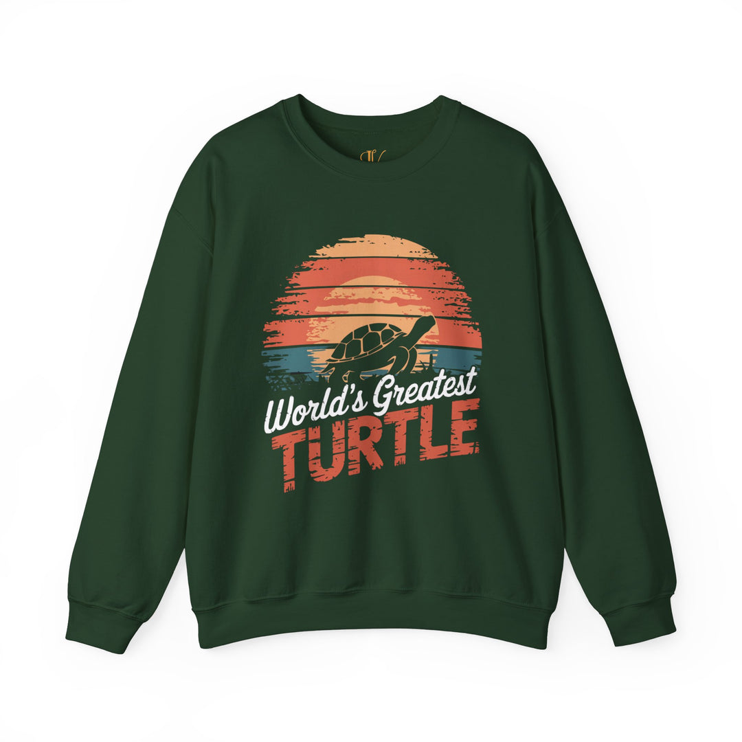 World's Greatest Turtle Crewneck Sweatshirt Sweatshirt Printify S Forest Green