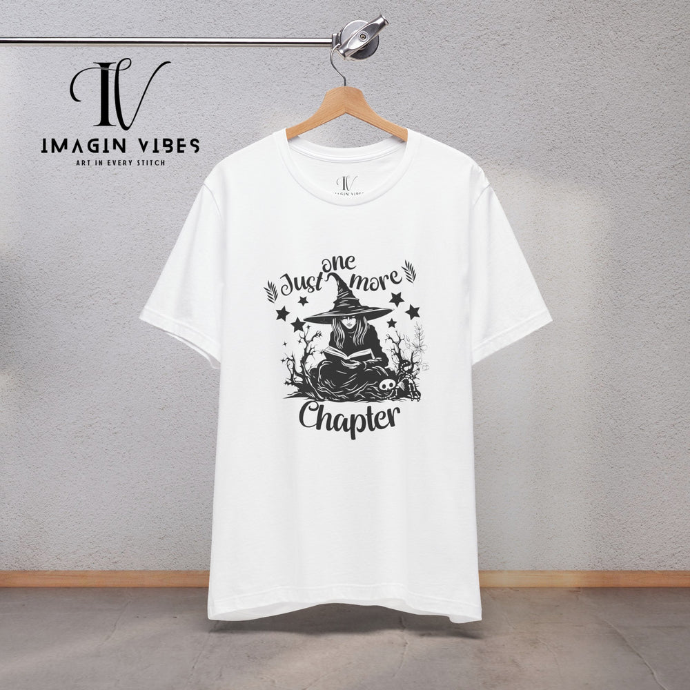 "Just One More Chapter" Witch Tee: Spooky & Bookish Halloween Shirt T-Shirt White XS 