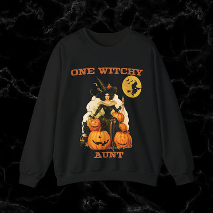 One Witchy Aunt Halloween Sweatshirt - Cool Aunt Shirt, Feral Aunt Sweatshirt, Perfect Gifts for Aunts Sweatshirt S Black 