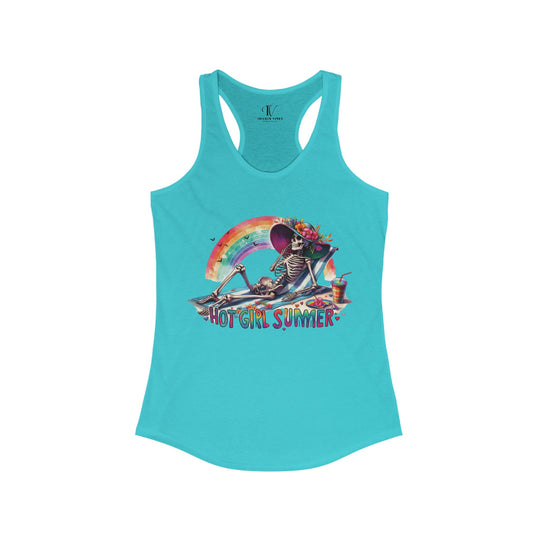 Tank Top Skeleton Beach Day Racerback Tank Tank Top Printify XS Solid Tahiti Blue