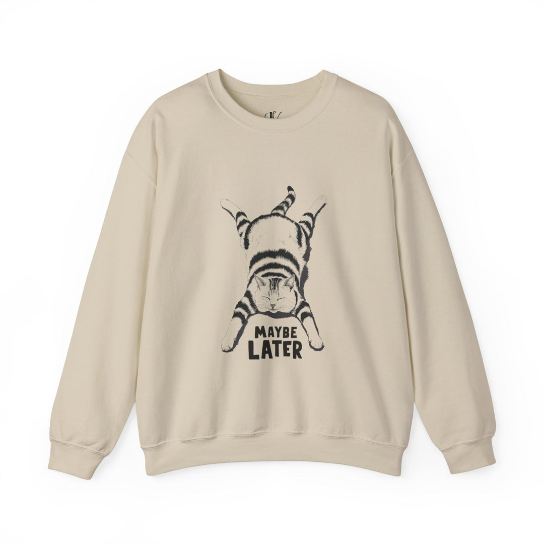 Cat Maybe Later Sweatshirt Sweatshirt Printify S Sand