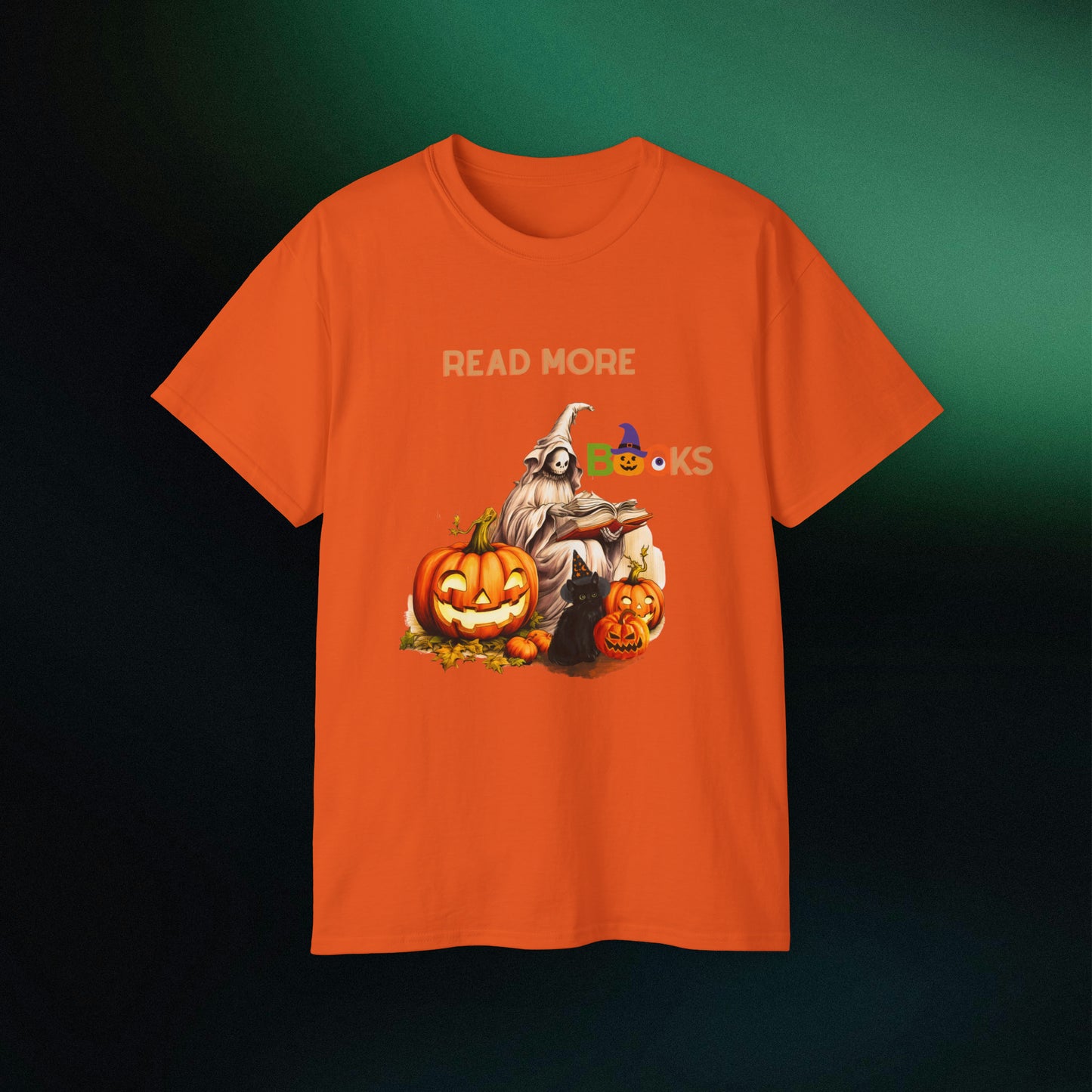 Ghosts Reading Books Halloween Tee | Unisex Ultra Cotton Classic Fit | Read More Books T-Shirt Orange S 