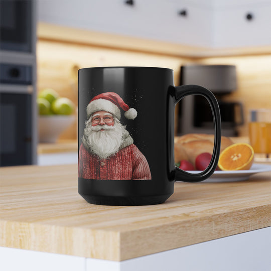 Boho Watercolor Santa Black Mug