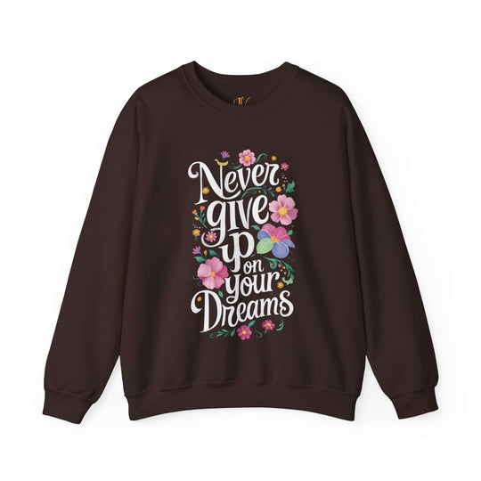 Motivational Floral Sweatshirt - Positive Message Sweatshirt Printify S Dark Chocolate