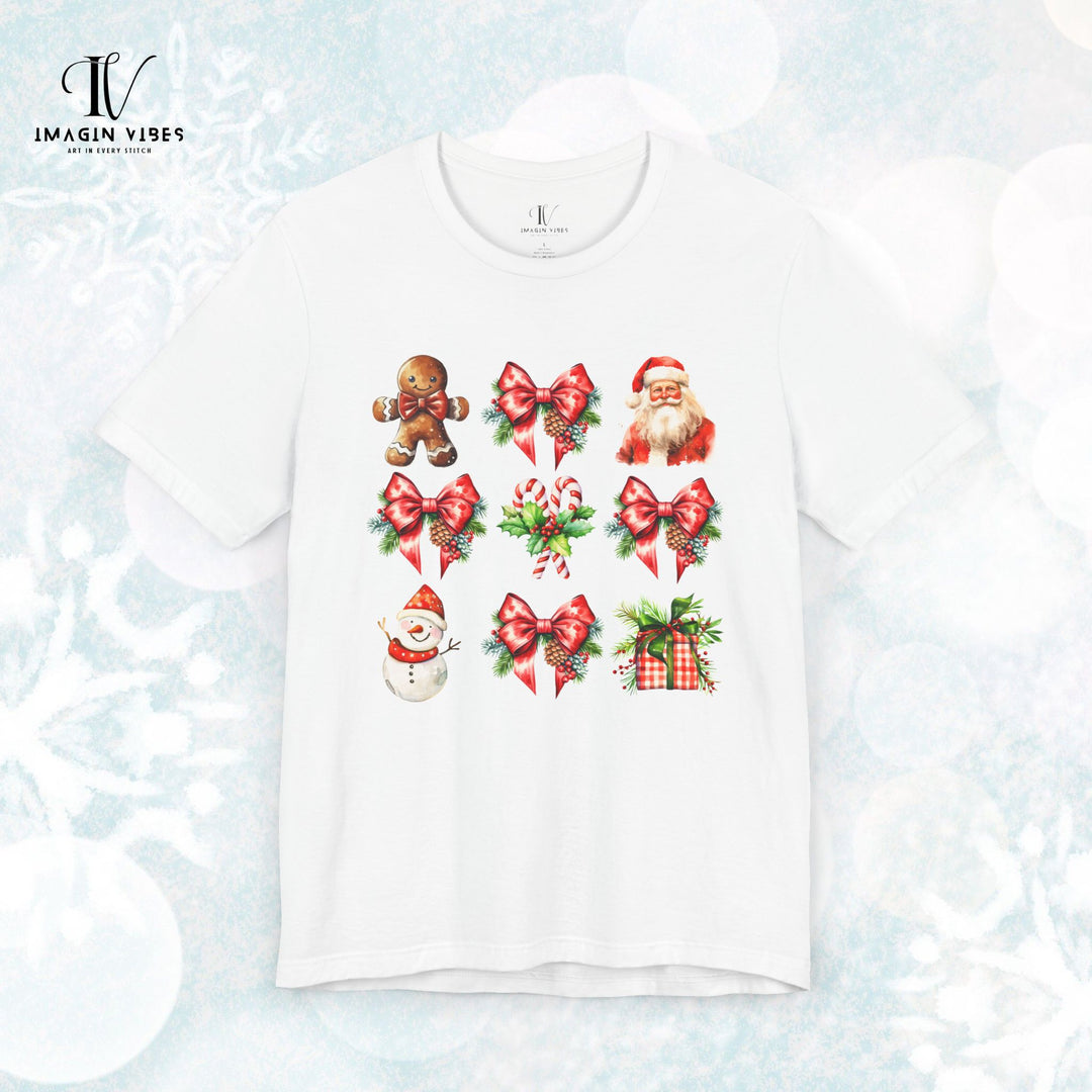 Christmas Unisex Tee Festive Santa Gingerbread Snowmen T-Shirt Printify White XS