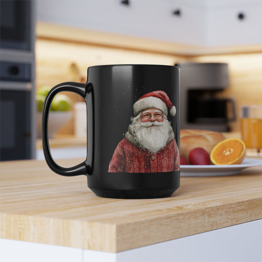 Boho Watercolor Santa Black Mug