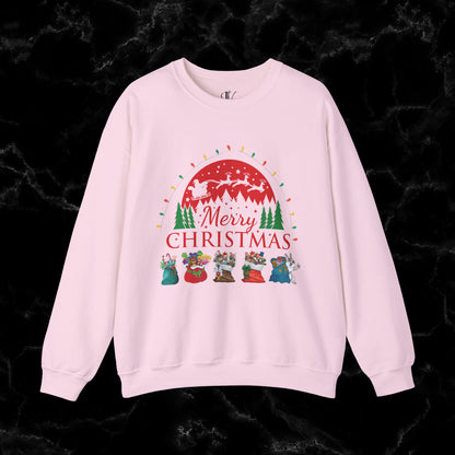 Merry Christmas Sweatshirt - Christmas Shirt with Santa and Festive Theme Sweatshirt S Light Pink 