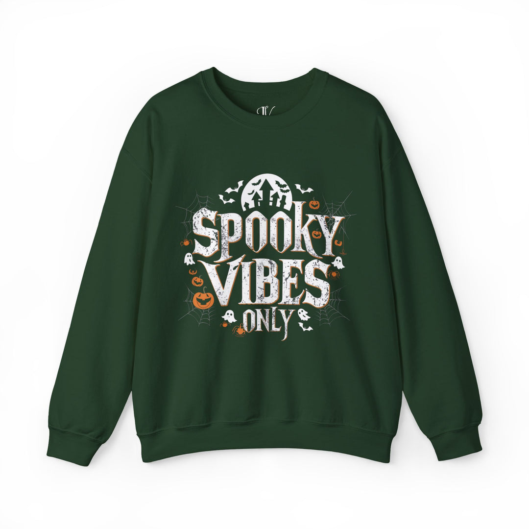 Spooky Vibes Halloween Sweatshirt Sweatshirt Printify S Forest Green
