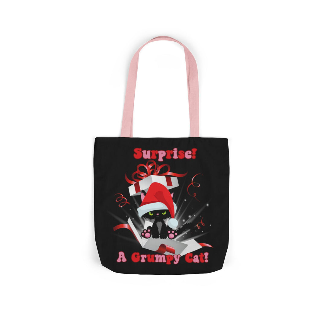 Canvas Tote Bag Grumpy Cat Christmas Surprise Accessories Printify 16" × 16'' Light Pink
