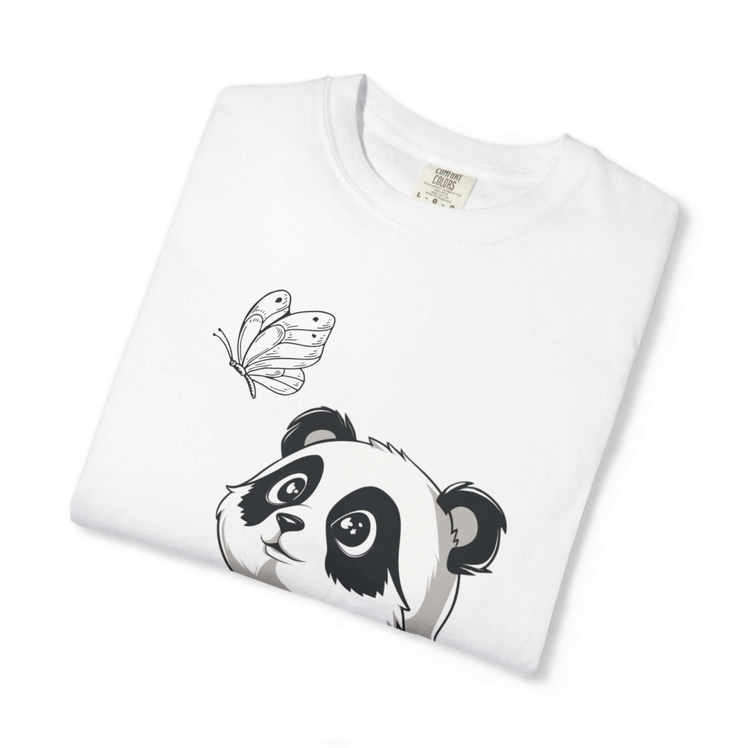 Adorable Panda & Butterfly Tee T-Shirt Printify