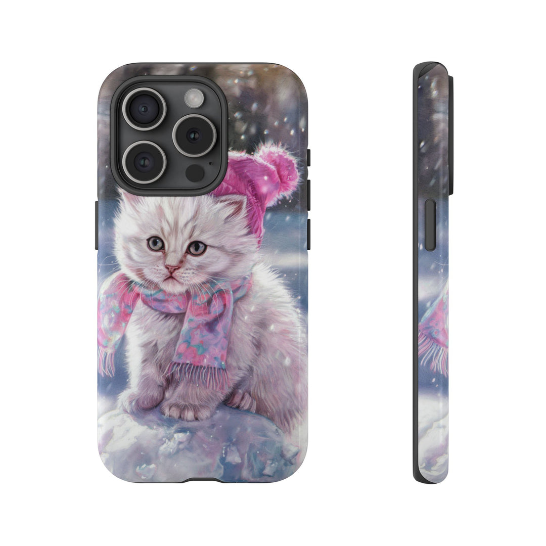 Phone Cases - Adorable Kitten Winter Phone Case Printify iPhone 15 Pro Glossy