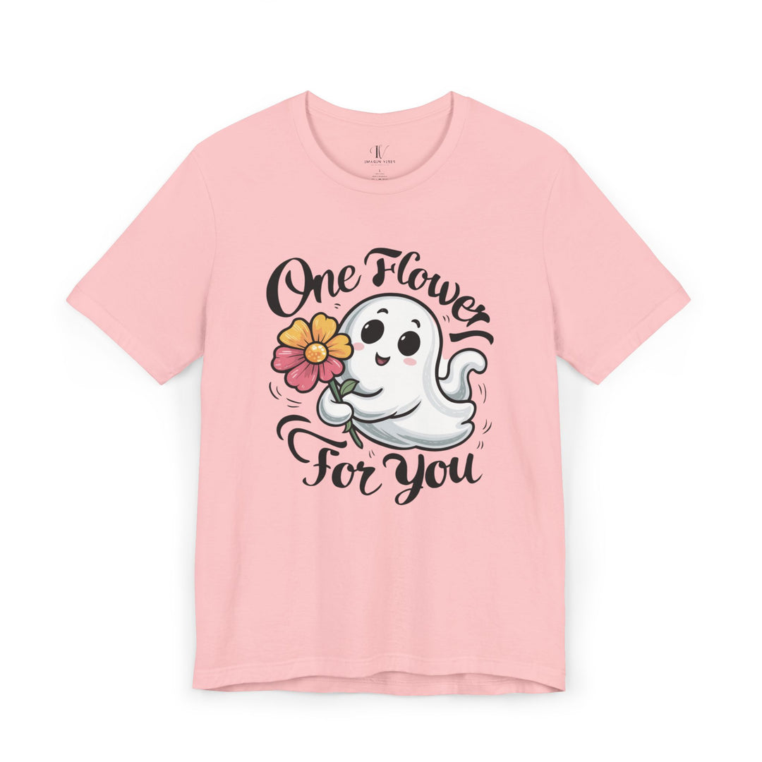 Cute Ghost "One Flower for You" T-Shirt - Spooky Fashion