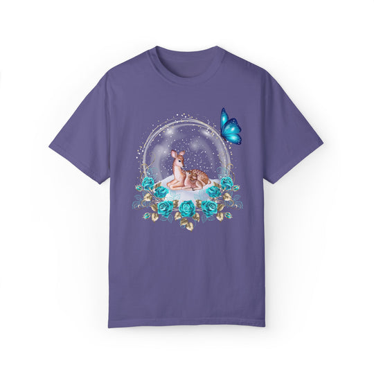 Cute Deer Snow Globe Winter T-shirt T-Shirt Printify Grape S