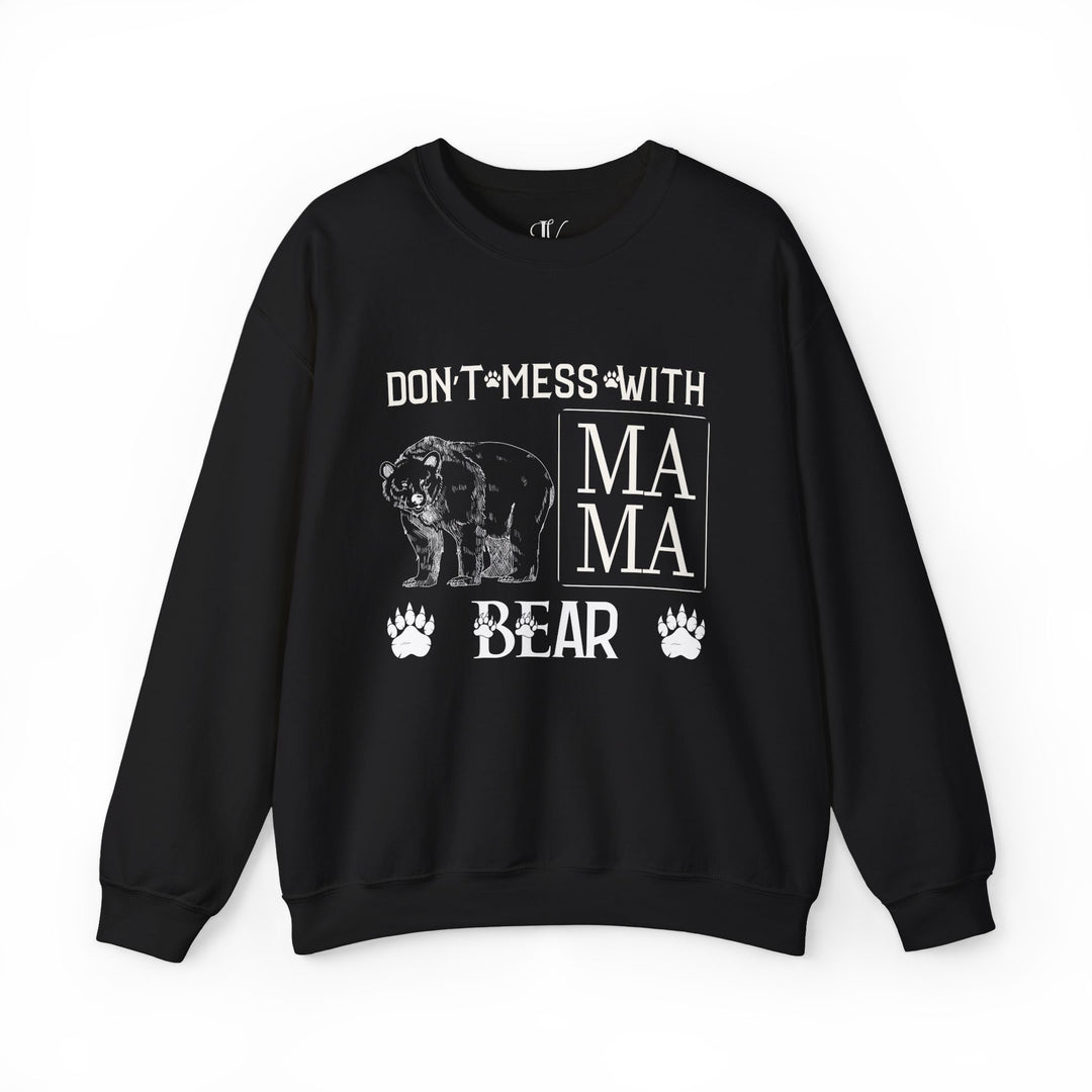 Mama Bear Crewneck Sweatshirt Sweatshirt Printify S Black