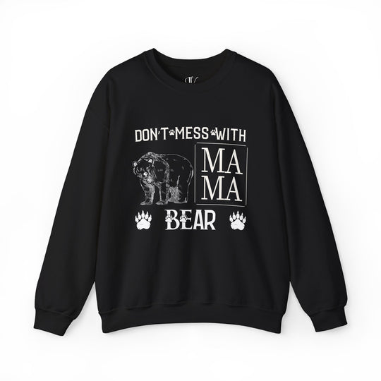 Mama Bear Crewneck Sweatshirt Sweatshirt Printify S Black
