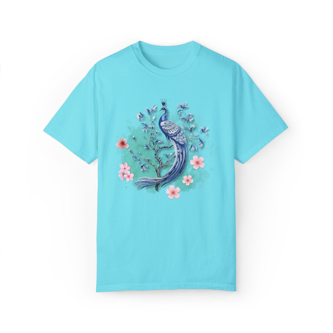 Peacock Floral T-shirt T-Shirt Printify Lagoon Blue S