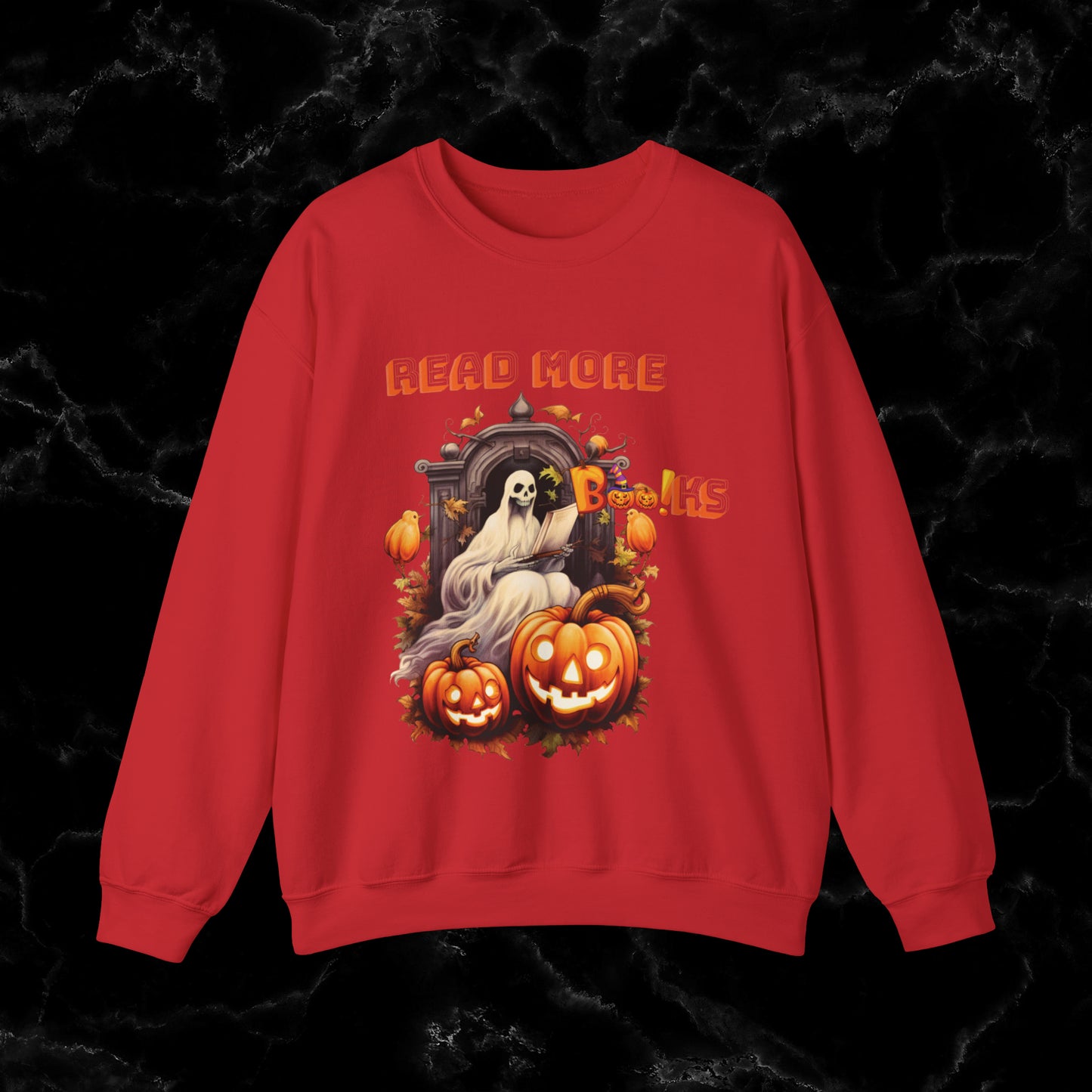 Read More Books Sweatshirt - Book Lover Halloween Sweater for Librarians and Students Sweatshirt S Red 