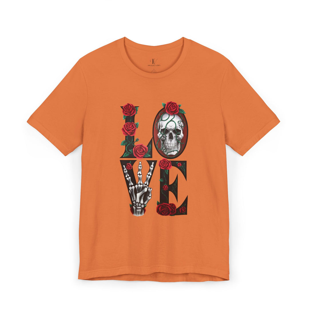 Love, Roses & Bones: Halloween T-Shirt T-Shirt Printify Burnt Orange XS