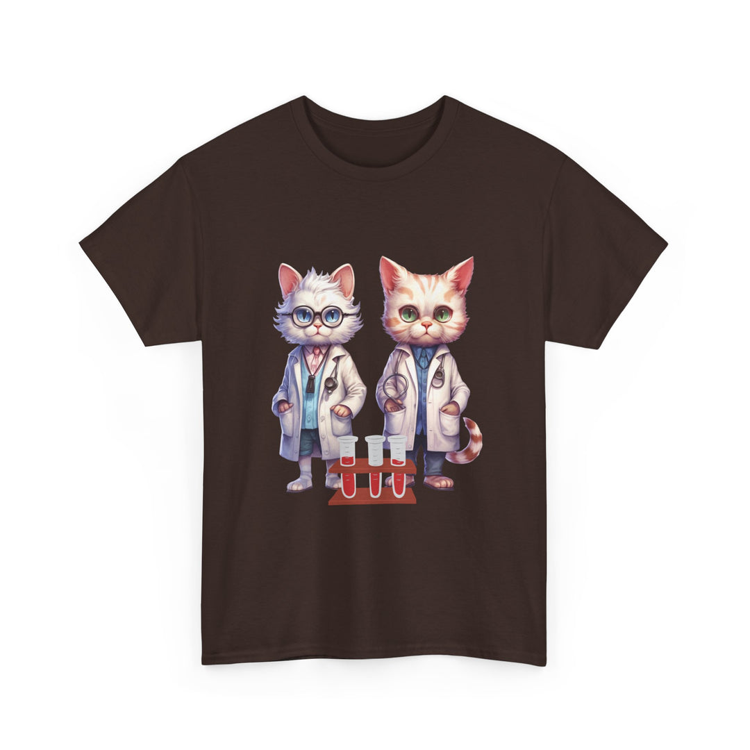 Cat Scientist Tee T-Shirt Printify Dark Chocolate S