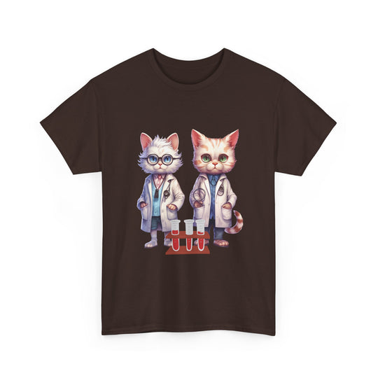 Cat Scientist Tee T-Shirt Printify Dark Chocolate S