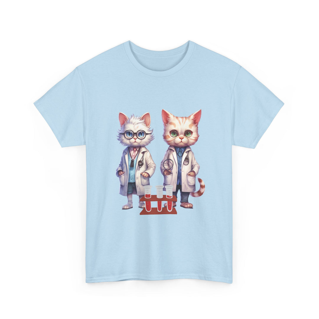 Cat Scientist Tee T-Shirt Printify Light Blue S